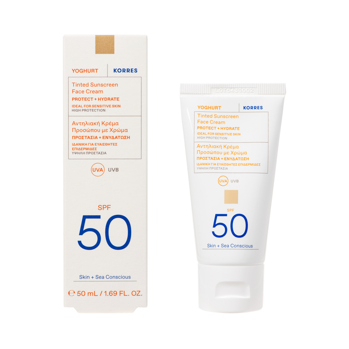 YOGHURT Crema solar con color para el rostro SPF50 