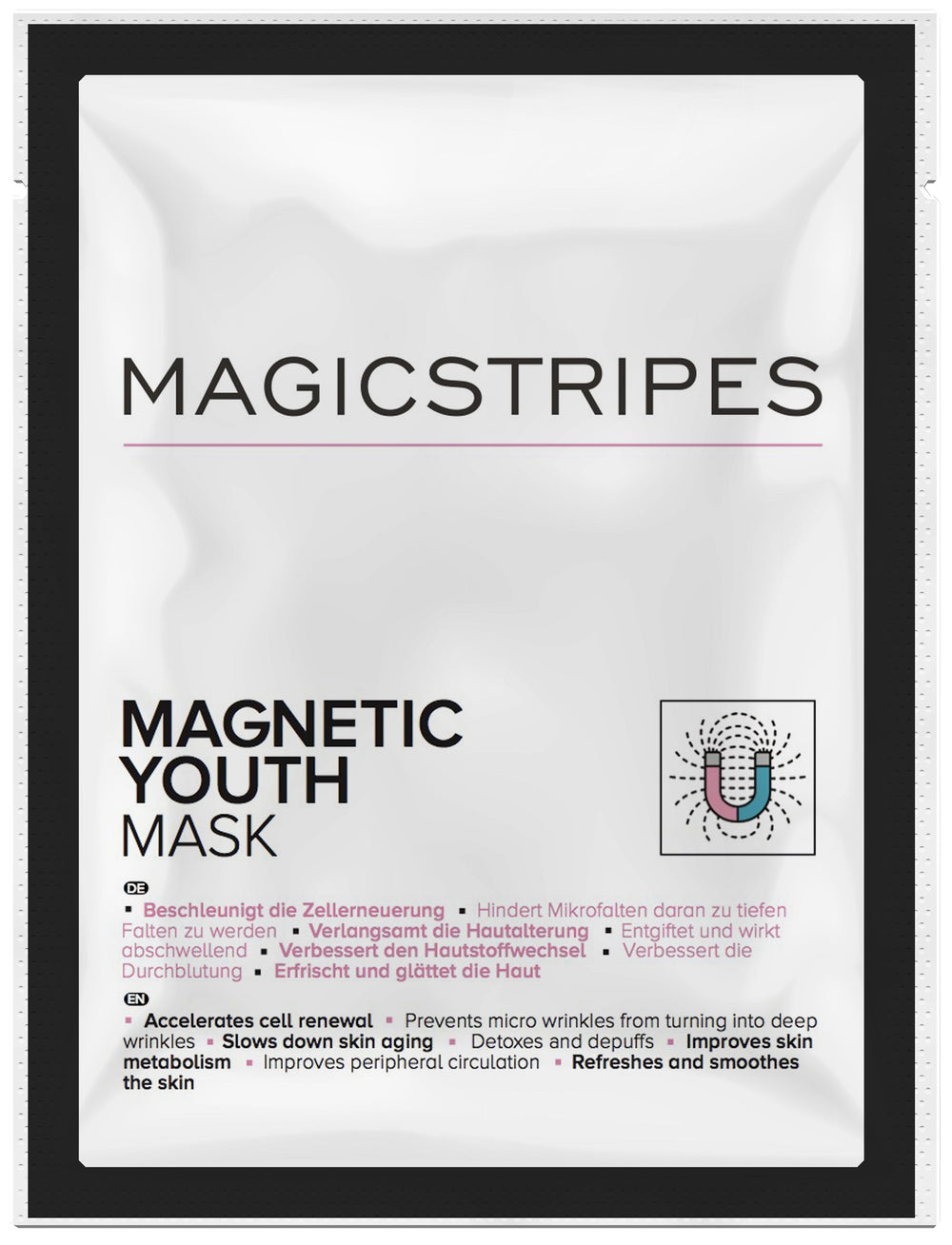 Magnetic youth mask sachet